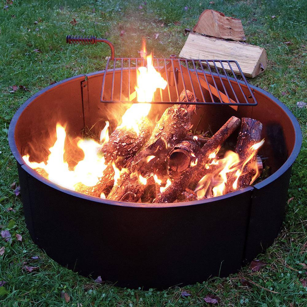 Sunnydaze Decor 36 in. Round Steel Wood Burning Fire Pit Kit with Rotating Cooking Grate KF-SCFR36