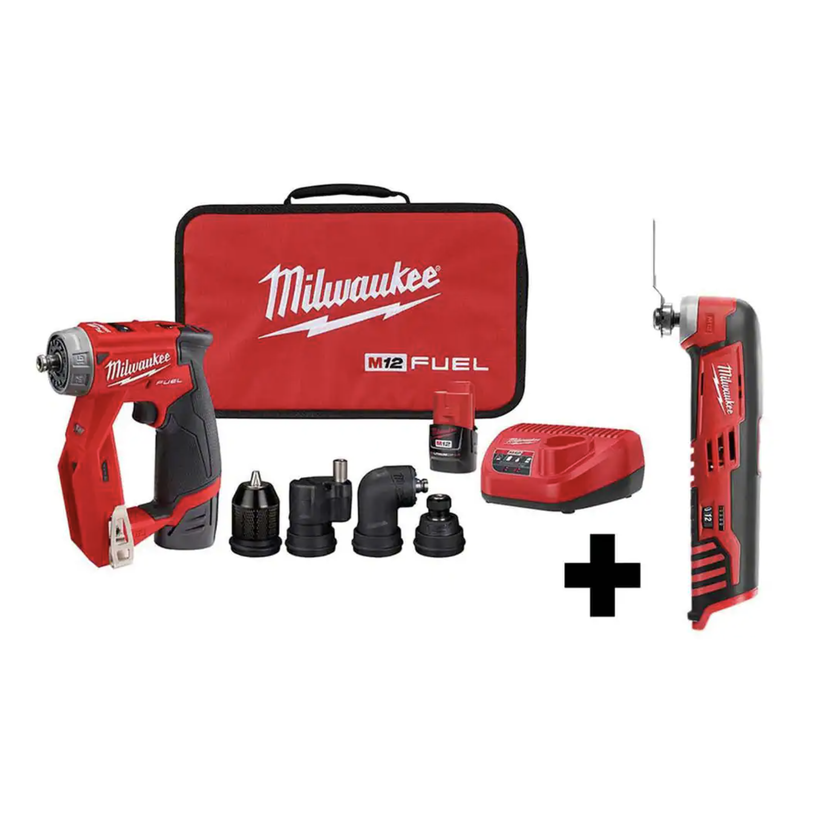 Milwaukee M12 FUEL 12V Lithium-Ion Brushless Cordless 4-in-1 Installation 3/8 in. Drill Driver Kit with M12 Multi-Tool