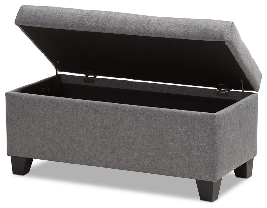 Michaela Modern and Gray Fabric Upholstered Storage Ottoman   Transitional   Footstools And Ottomans   by Ezmod Furniture  Houzz