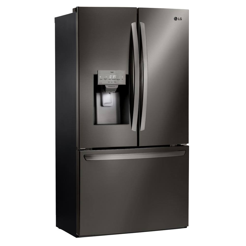 LG 28 cu. ft. 3 Door French Door Refrigerator with Ice and Water with Single Ice in Black Stainless Standard Depth LRFS28XBD