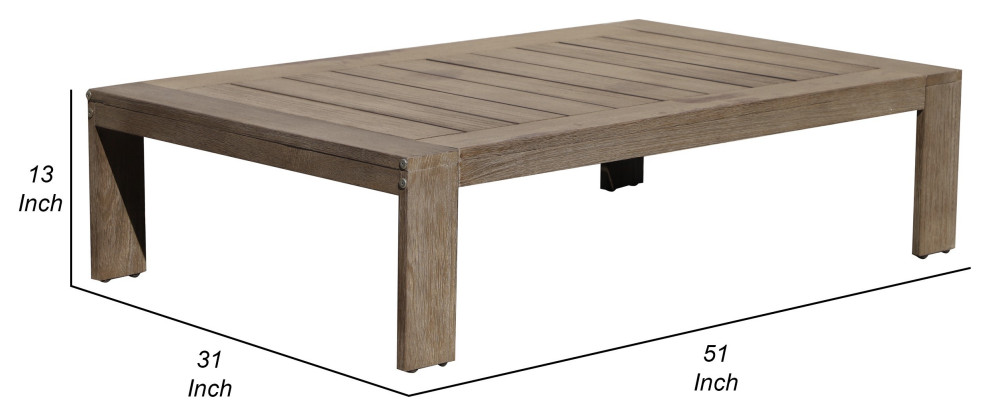 Benzara BM287835 Coffee Table  Burnt Brown Acacia Wood Frame  Plank Surface   Transitional   Outdoor Coffee Tables   by Uber Bazaar  Houzz