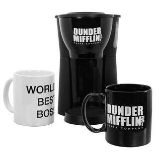 Uncanny Brands 'The Office' Black Single Cup Coffee Maker Gift Set with 2 Coffee Mugs CM2-OFF-OF1