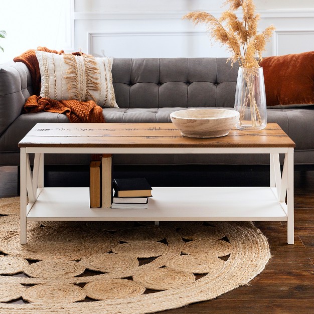 Two tone Distressed Wood Transitional Coffee Table Saracina Home