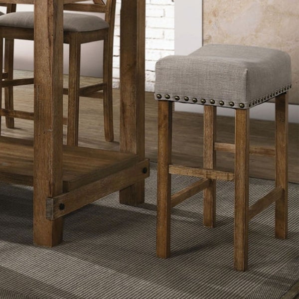 Set of 2 Linen Upholstered Counter Height Stool