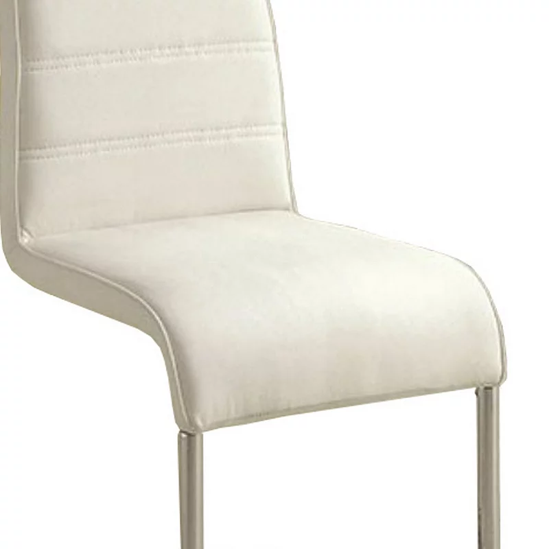 Mauna Contemporary Side Chair With Steel Tube， White Finish， 2Pc