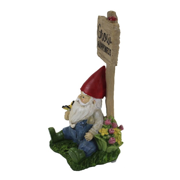 Home Decor Gnome With Sign One Cheeseboard amp Spreader 7 Inches Gardening Flowers Polyresin Multicolored