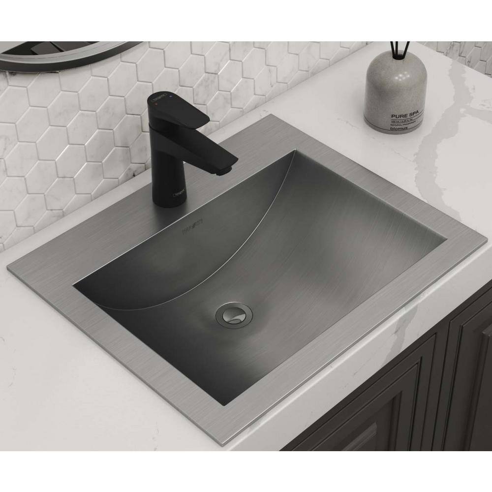 Ruvati 21 x 17 inch Drop-in Topmount Bathroom Sink Brushed Stainless Steel RVH5110ST