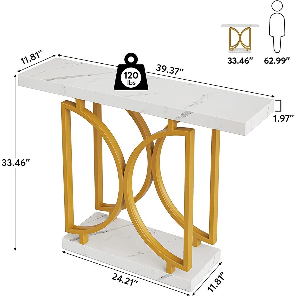 Faux Marble Entry Console Table  Modern Sofa Accent Table for Entryway  Entrance