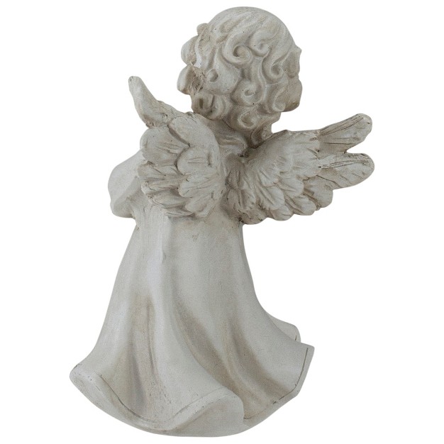 Angel Girl Holding Flower Outdoor Garden Statue