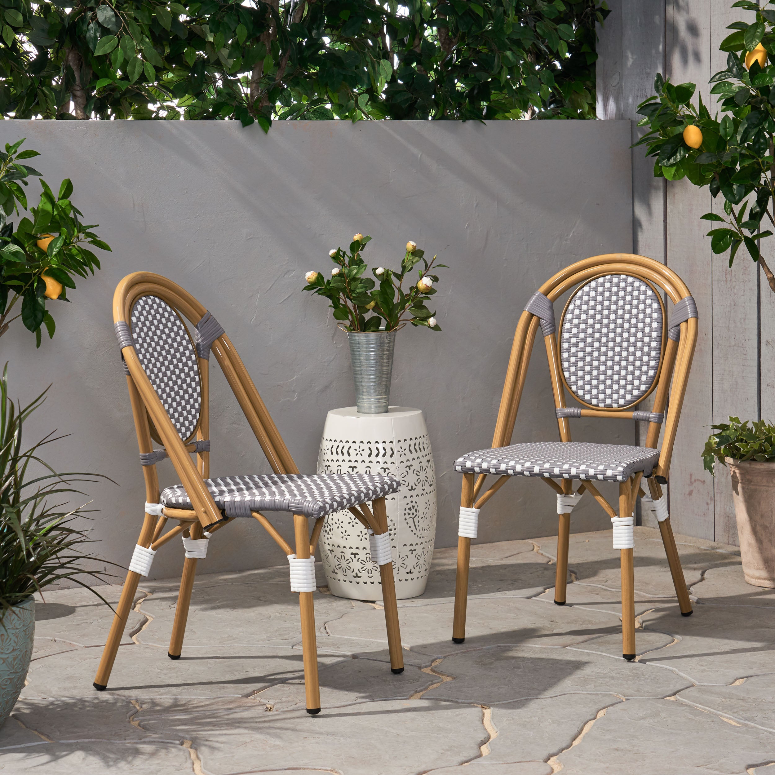 Kazaria Outdoor French Bistro Chairs (Set of 2)