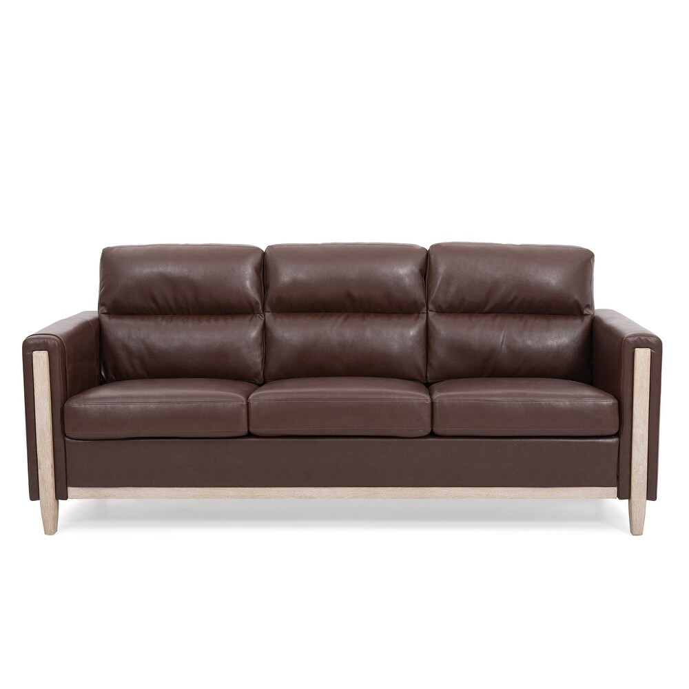 Solid Wood 3 Seater Sofa with Removable Cushions and Side Storage