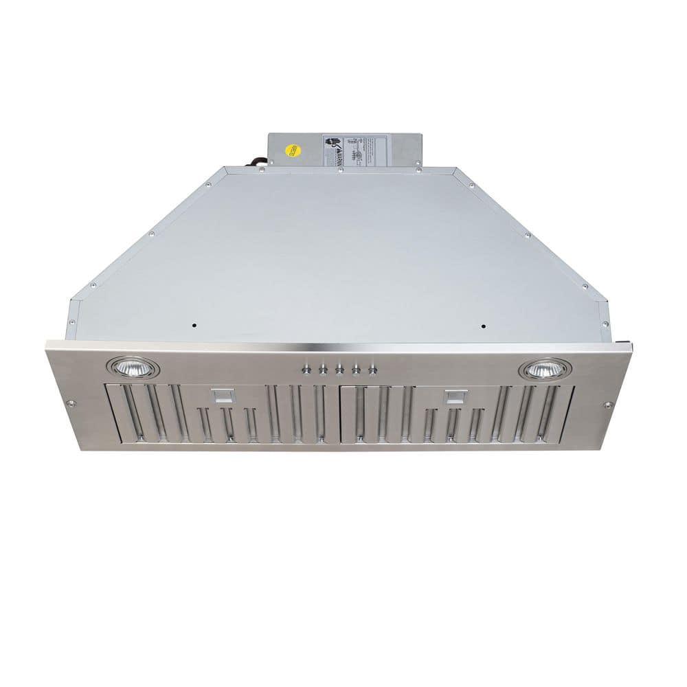 Home Beyond 28 in 600 CFM InsertBuiltin Range Hood with Baffle Filters LED Lights 3Speed Control in Stainless Steel