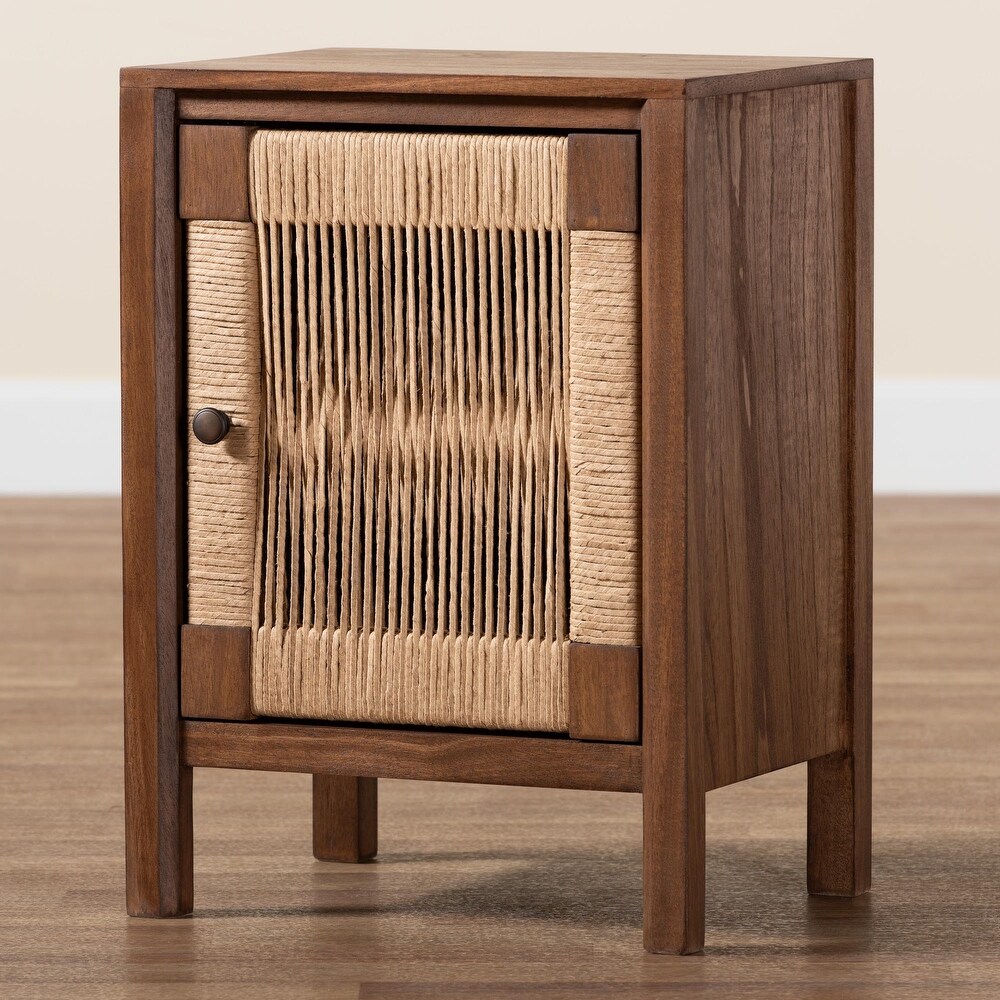 bali   pari Holitz Modern Bohemian Walnut Brown Finished Bayur Wood Nightstand