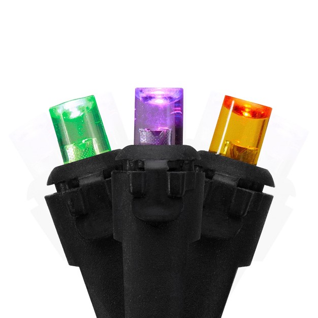 Northlight 50 Count Purple Green And Orange Led Christmas Lights 16 Ft Black Wire