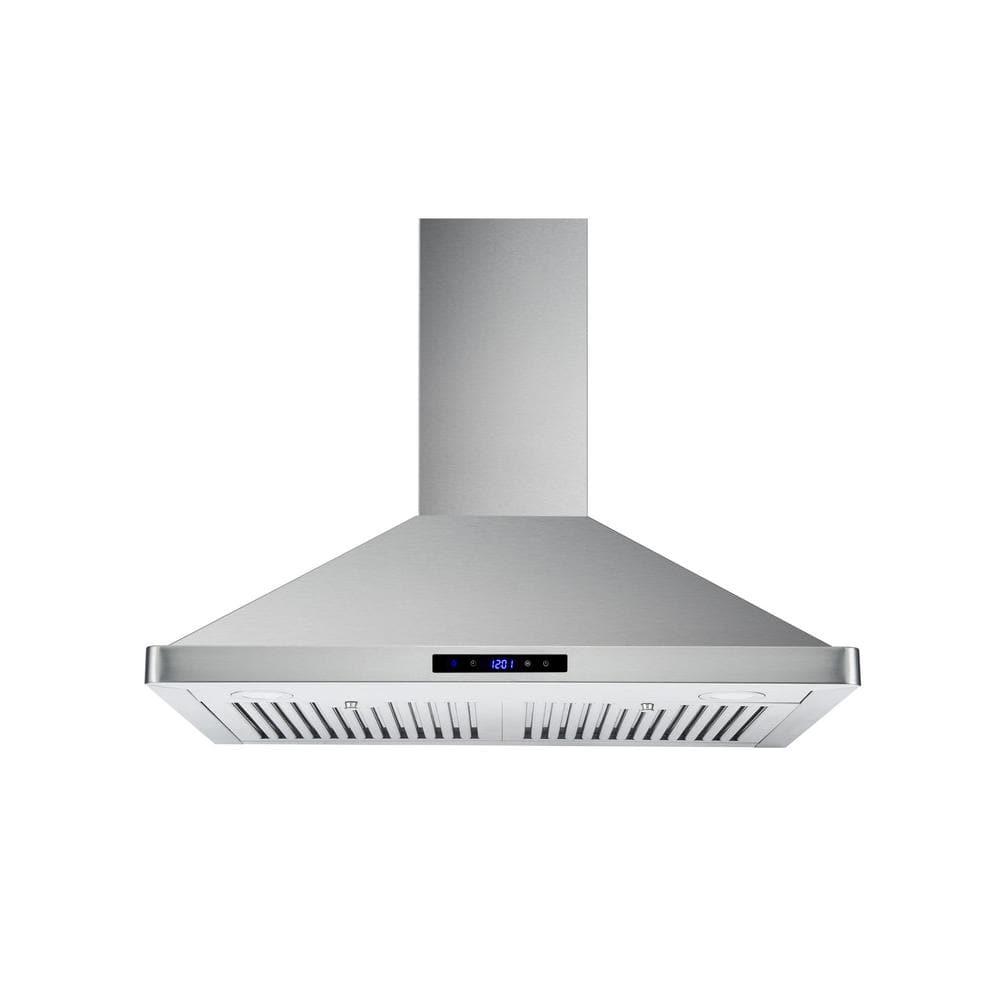 Flynama 30 in 700 CFM Wall Mount Conveitible Range Hood in Silver with 3Speed Stove Vent