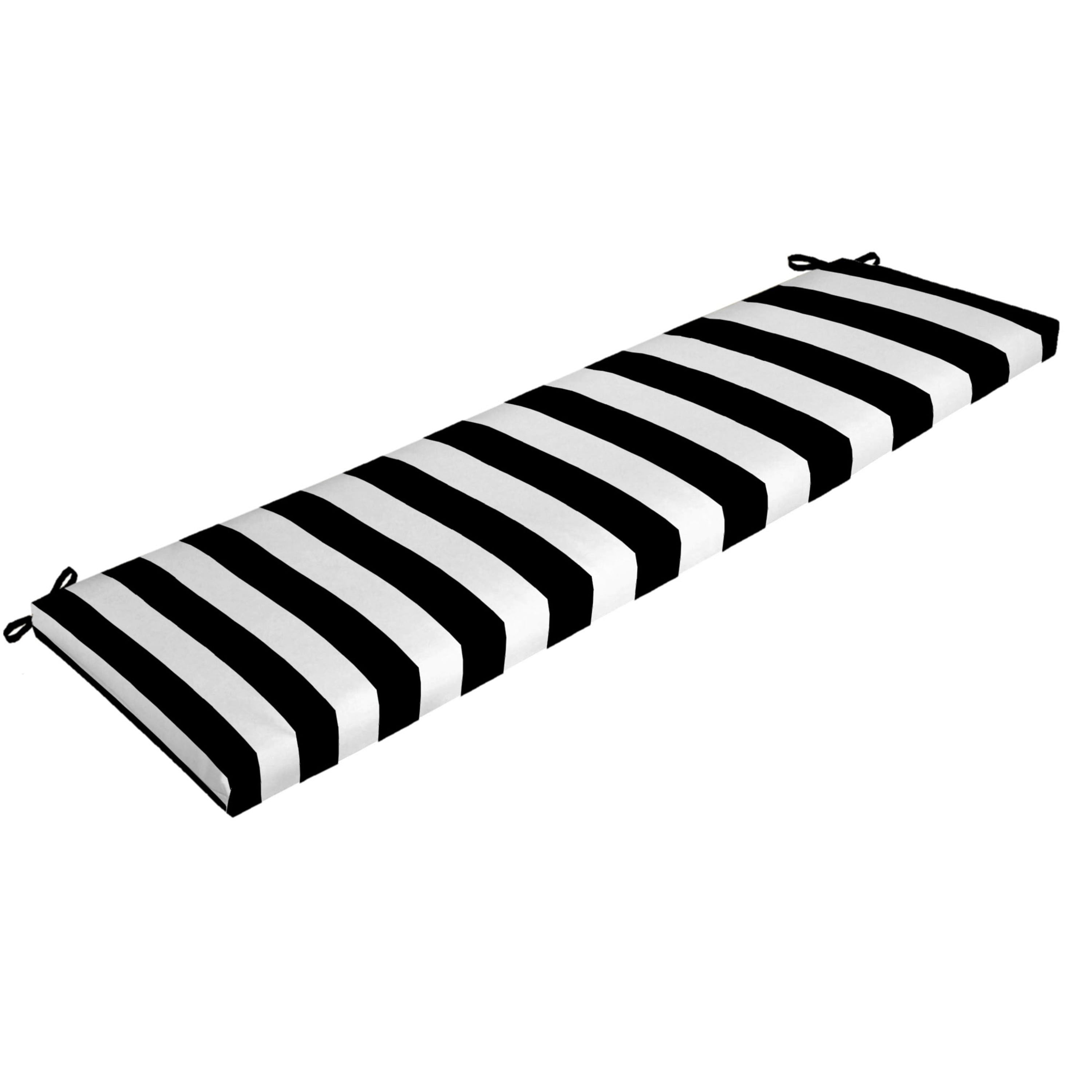 Arden Selections Outdoor Bench Cushion 17 x 46， Black Cabana Stripe