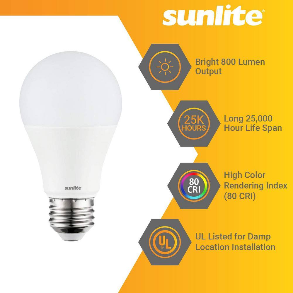 Sunlite 60-Watt Equivalent A19 ENERGY STAR and Dimmable E26 Base 800 Lumens LED Light Bulb in 2700K (6-Pack) HD03016-6