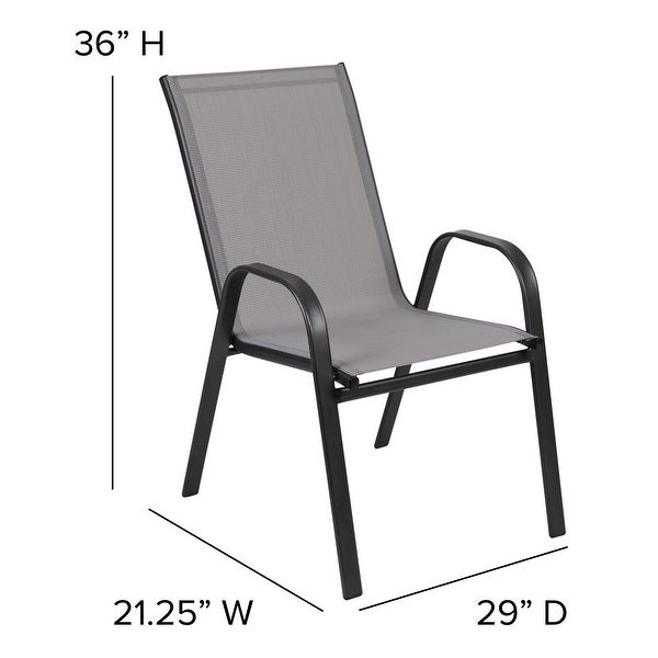 4 Pack Brazos Series Navy Outdoor Stack Chair with Flex Comfort Material and Metal Frame