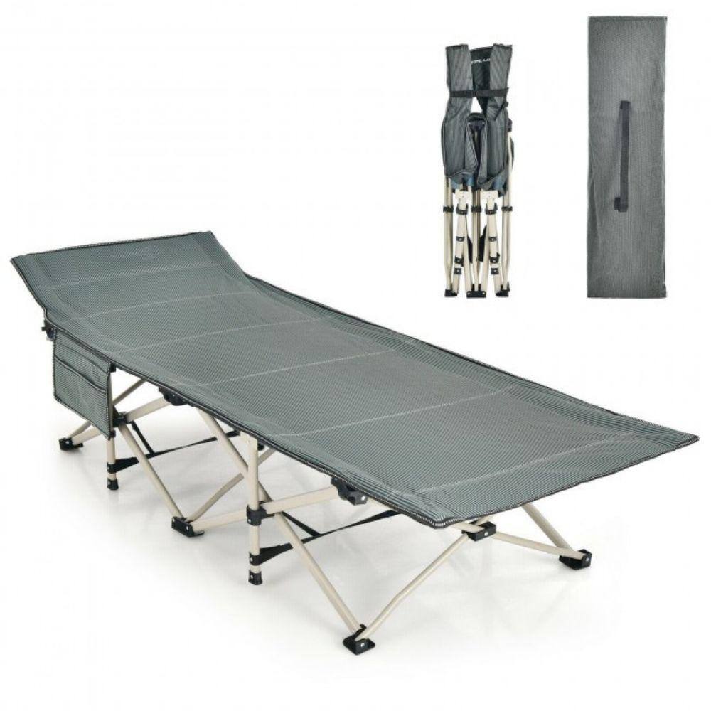 Alpulon Gray Wide Foldable Camping Cot with Carrying Bag ZMWV071