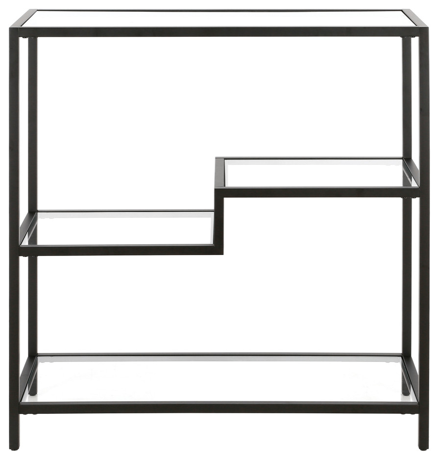 36 quotBlack Metal And Glass Four Tier Etagere Bookcase   Bookcases   by HomeRoots  Houzz