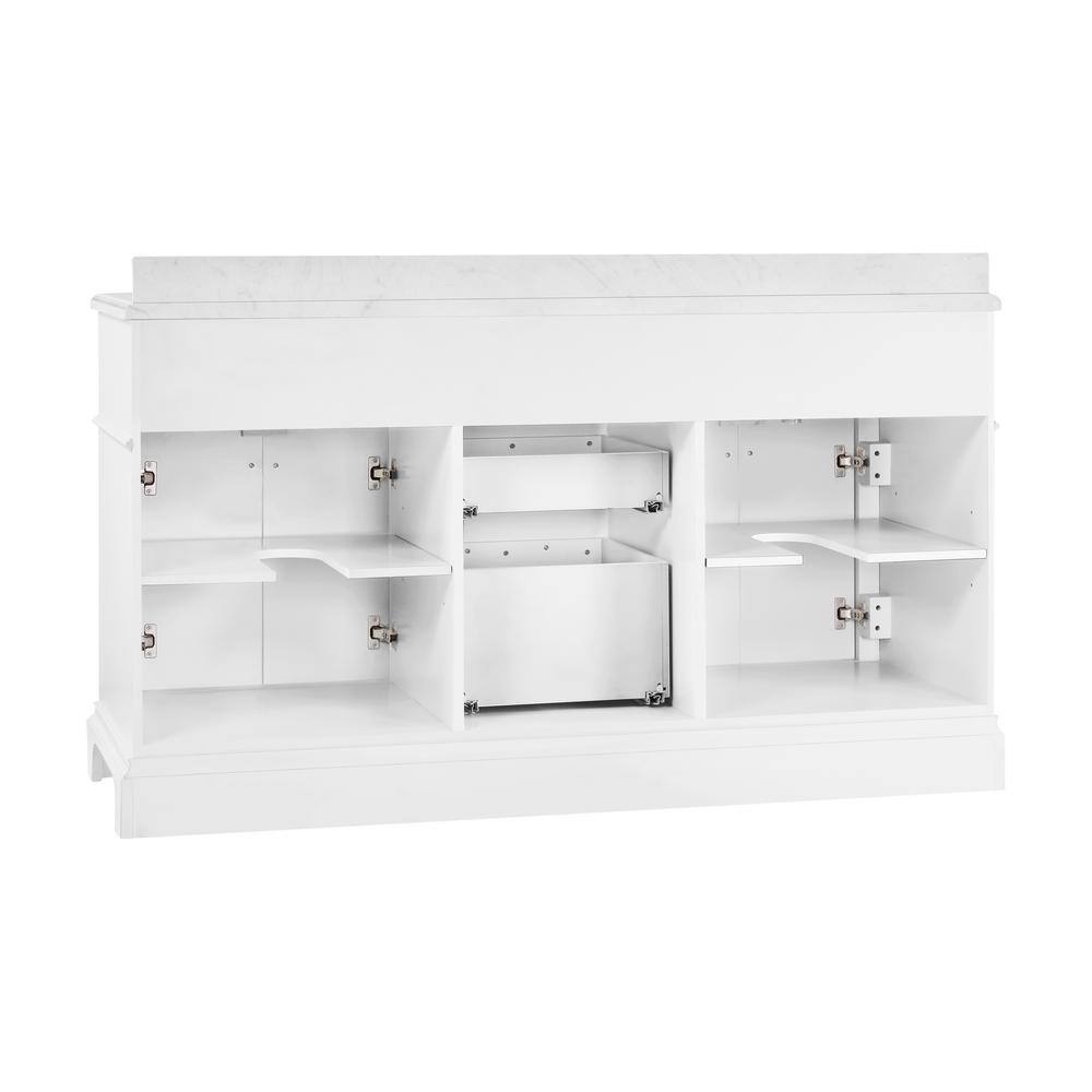 Home Decorators Collection Melpark 60 in. W x 22 in. D x 34.5 in. H Bath Vanity in White with White Cultured Marble Top Melpark 60W