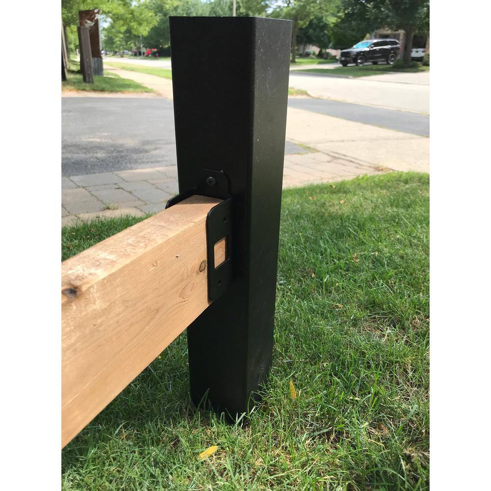 Slipfence 3 in. x 3 in. x 100 in. Black Powder Coated Aluminum Fence Post Includes Post Cap SF2-PK308