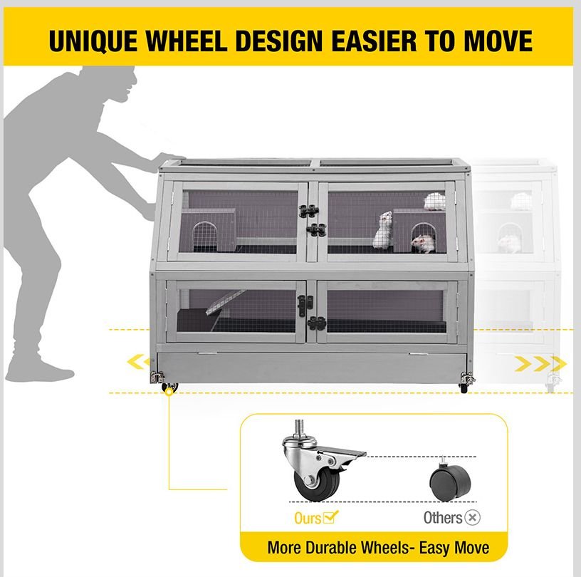 Aivituvin-AIR58 Two Level Guinea Pig and Hamster Cage with Wheels， Gray