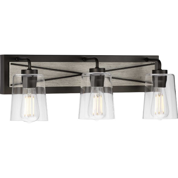 Progress Lighting Briarwood 3 light Bath Vanity In Antique Bronze With Clear Glass Shades