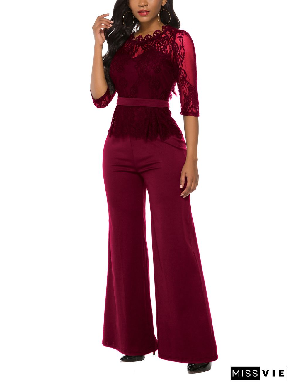 Lace Wide Leg Jumpsuit Pants