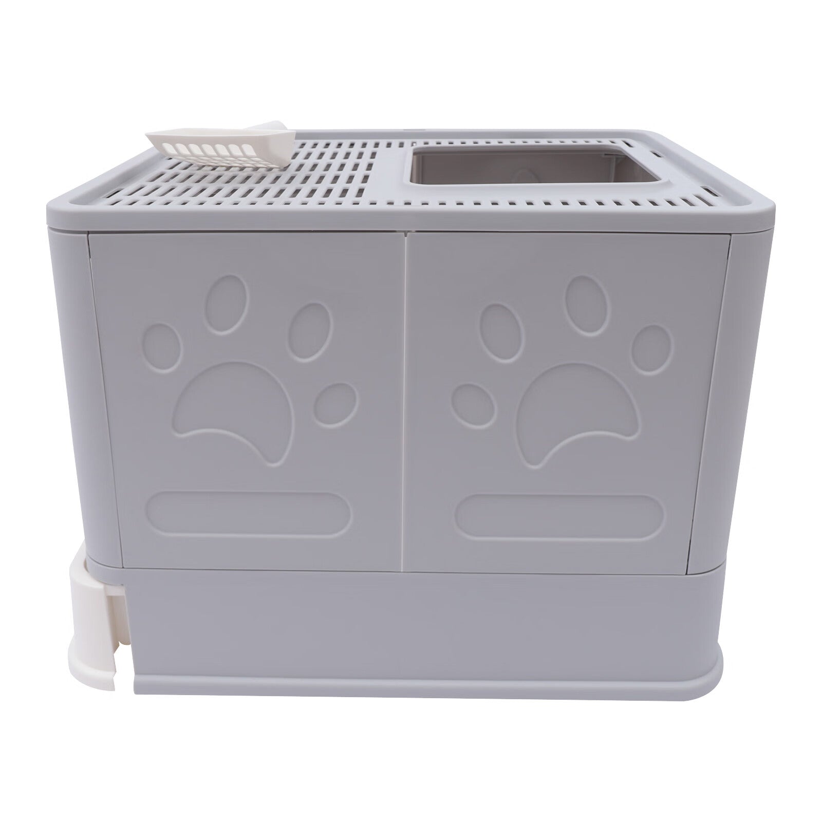 Anqidi Gray Foldable Cat Litter Box Drawer Type Large Space PP+PC Pet Toilet with Cat Sand Shovel