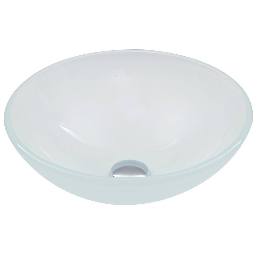 VIGO Giovanni Frosted White Glass 17 in. L x 17 in. W x 6 in. H Round Vessel Bathroom Sink VG07043