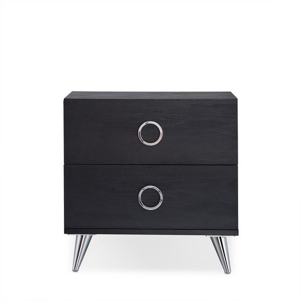 Aoolive Bedroom Nightstand with Drawers Night Table in Black - - 35569461