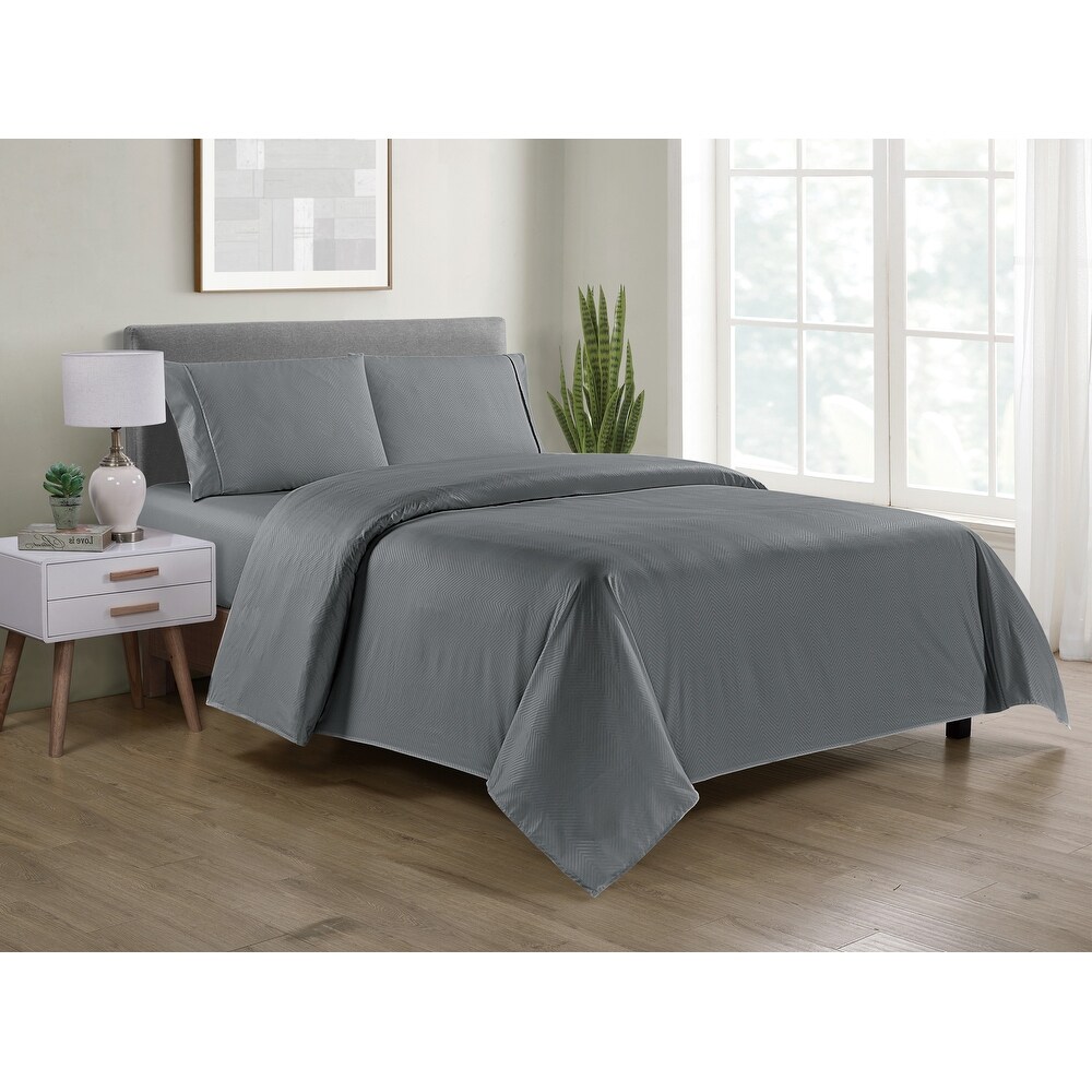 Rayon from Bamboo 4 Piece Luxury Chevron Embossed Sheet Set