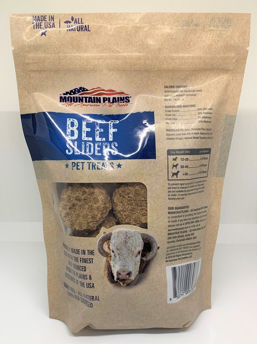 Mountain Plains All American Pet Treats Beef Sliders Grain-Free Dog Treats