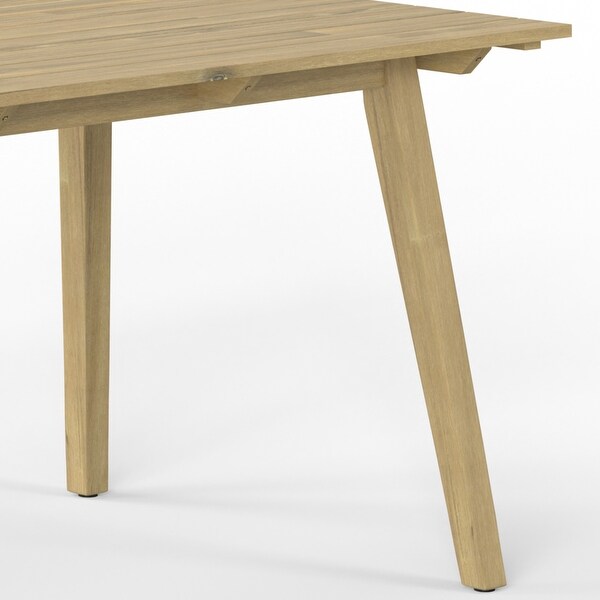 WyndenHall Nina 65 inch Wide Contemporary Outdoor Dining Table in Light Teak