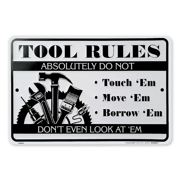 Collections Etc Tool Rules Novelty Aluminum Metal Wall Sign