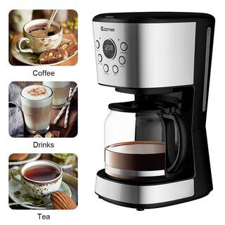 Costway 12-Cup Silver Drip Coffee Maker Brew Machine LCD Display EP24213