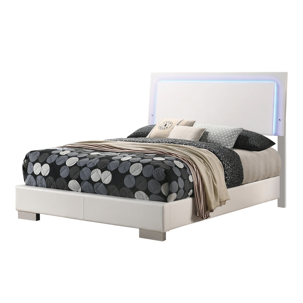 Coaster Furniture Felicity White California King Panel Bed with LED Lighting