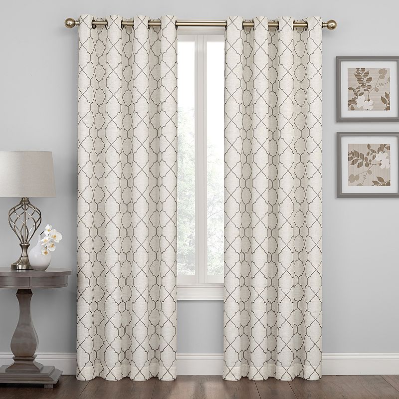 Regent Court 1-Panel Embroidered Lattice Window Curtain