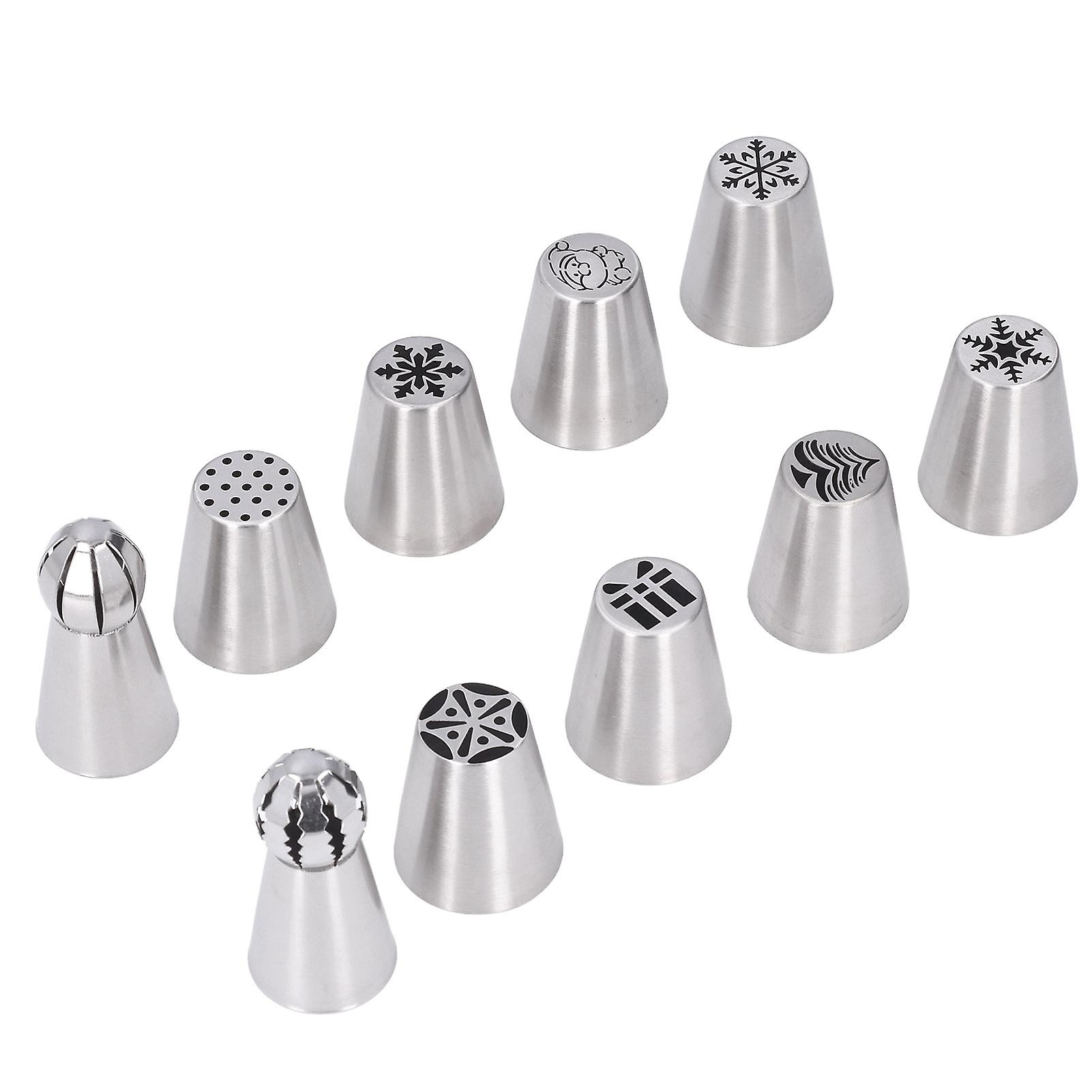 10pcs Piping Tip Set Stainless Steel Flower Frosting Tip Diy Cake Decorating Tip For Kitchen Dessert Shop