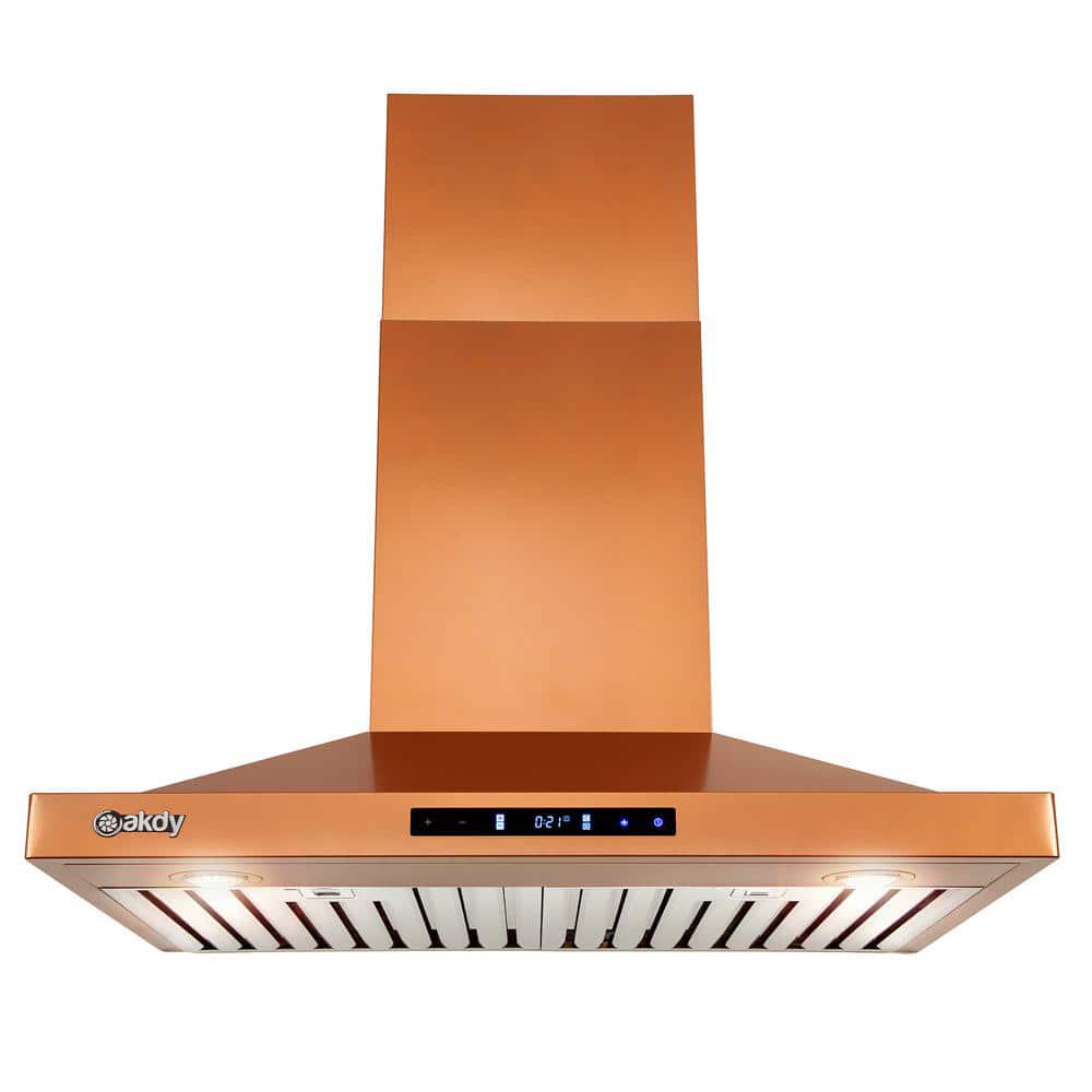 AKDY 30 in Convertible Wall Mount Copper Stainless Steel Kitchen Range Hood with Touch Panel