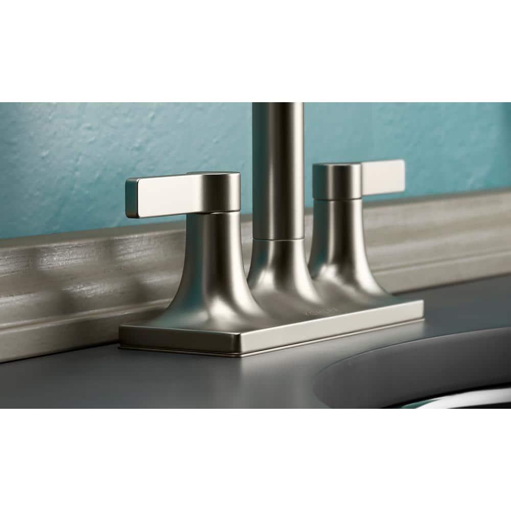 KOHLER Contemporary 4 in Centerset 2Handle Bathroom Faucet in Vibrant Brushed Nickel