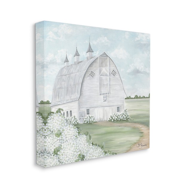 Stupell Industries Soft Country Landscape White Barn And Hydrangeas