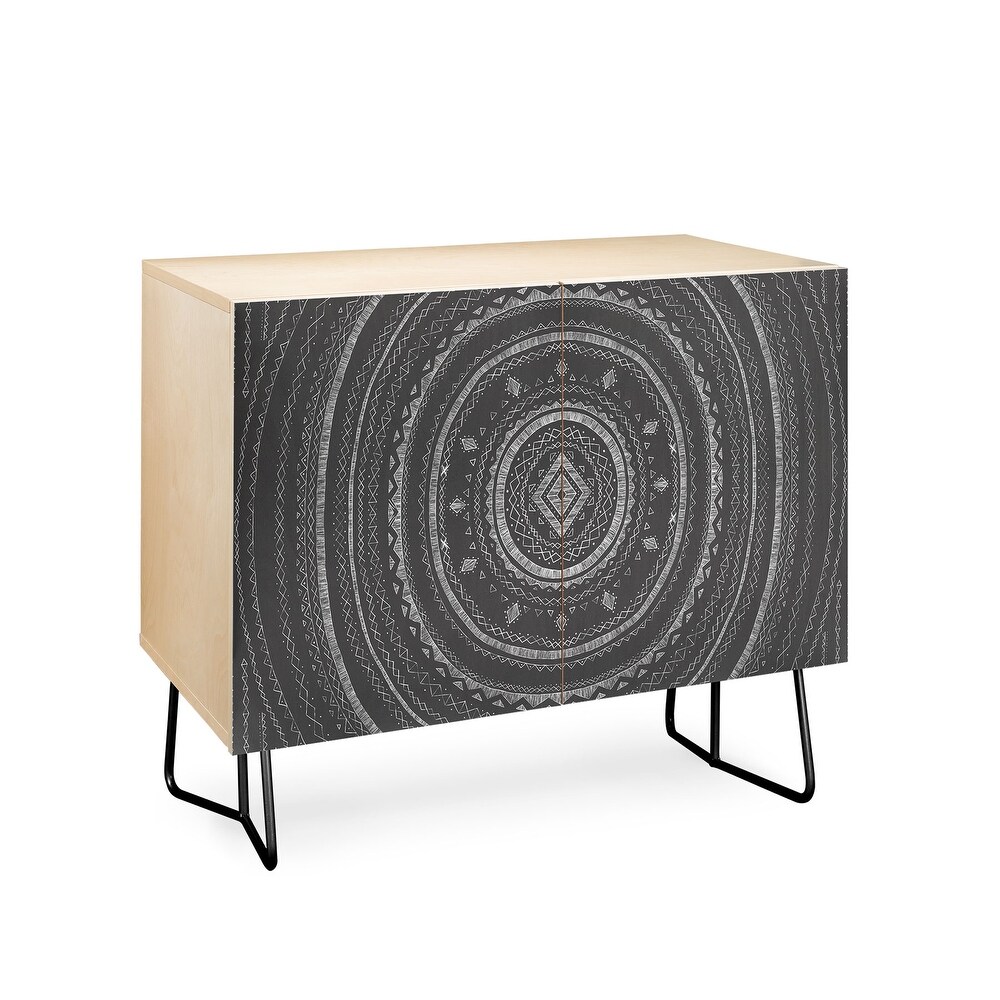 Deny Designs Grey Mandala Credenza Cabinet