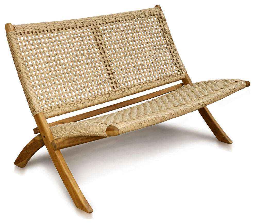 Asha Accent Chair  Natural Teak Wood   Tropical   Outdoor Lounge Chairs   by Lighting New York  Houzz