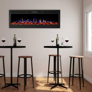 72 inch Electric Fireplace- Wall Mount or Recessed-3 Color LED Flame 10 Ember Bed Colors 3 Media-Touch Screen  Remote 415726NLV