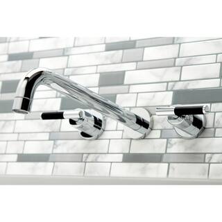 Kingston Brass Kaiser 2-Handle Wall Mount Tub Faucet in Polished Chrome (Valve Included) HKS8051CKL