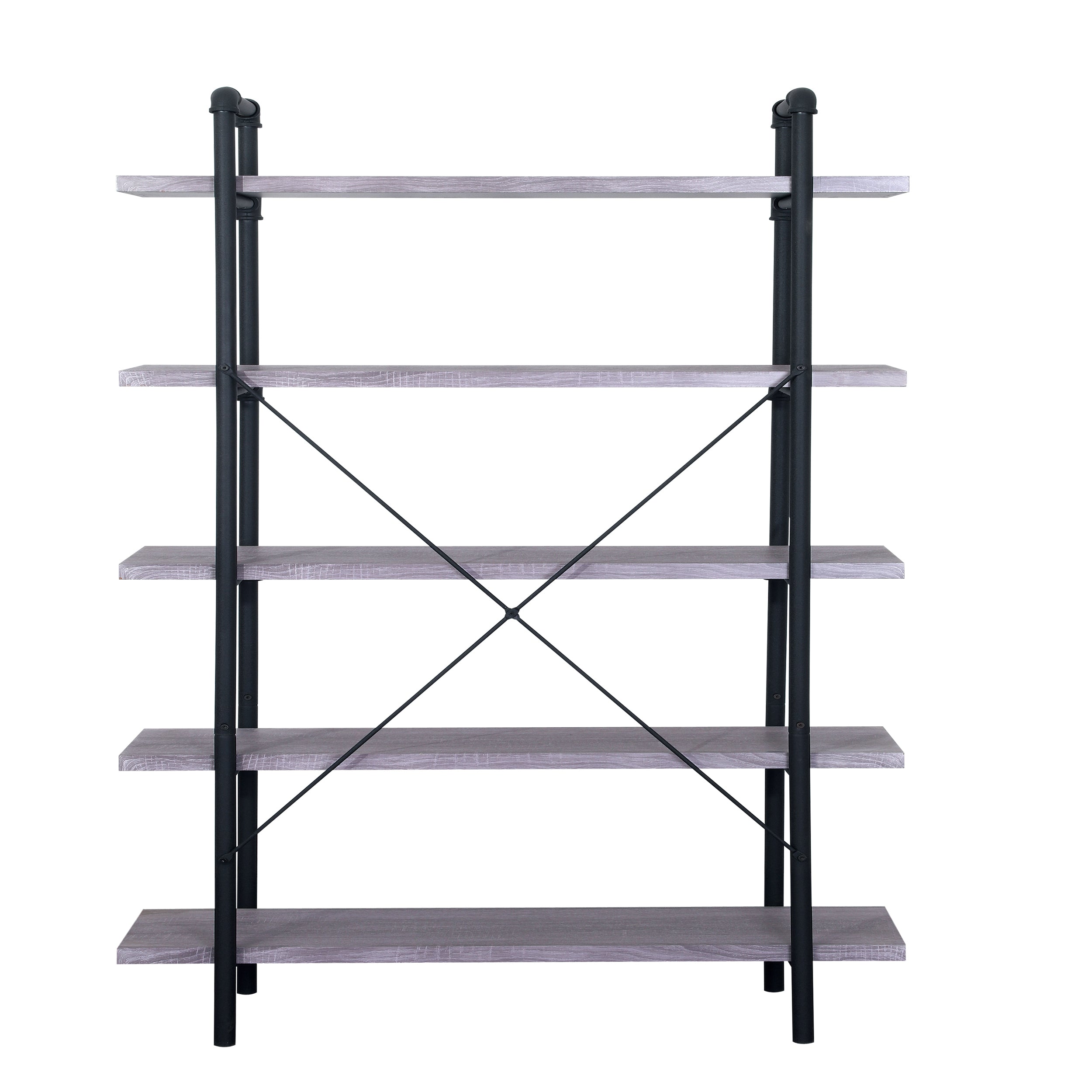 Clint Industrial Pipe Design 5-Shelf Etagere Bookcase