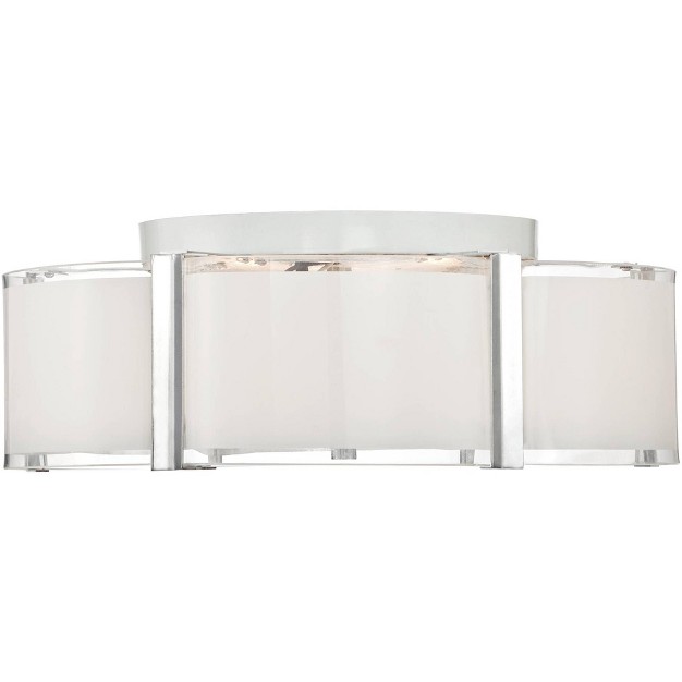 Wide Chrome 3 light White Glass Scalloped Edge Drum Shade For Bedroom House