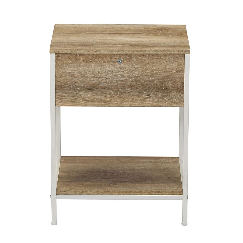 Household Essentials Modern Accent Table with Drawer and Shelf